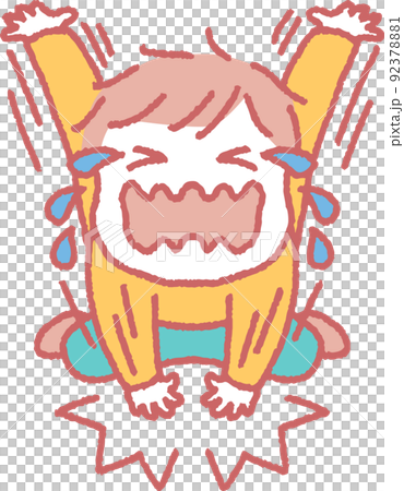 Illustration of a child who has a tantrum and hits the floor Illustration of a child who has a tantrum and hits the floor 92378881