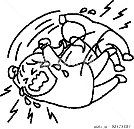 癇癪をおこして床を転がる子供のイラスト 癇癪をおこして床を転がる子供のイラスト 92378887
