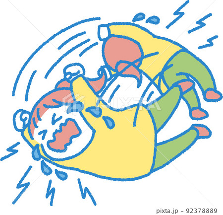 癇癪をおこして床を転がる子供のイラスト 癇癪をおこして床を転がる子供のイラスト 92378889