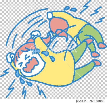 癇癪をおこして床を転がる子供のイラスト 癇癪をおこして床を転がる子供のイラスト 92378889