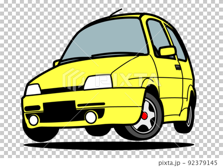 古いイタリアンコンパクトカー ジャンプ 黄色 自動車イラスト 古いイタリアンコンパクトカー ジャンプ 黄色 自動車イラスト 92379145