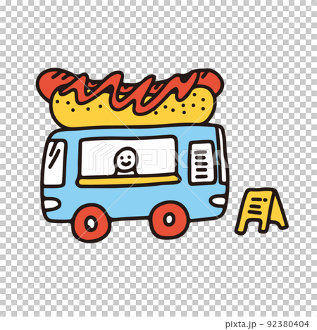 ホットドッグ キッチンカーのイラスト ホットドッグ キッチンカーのイラスト 92380404