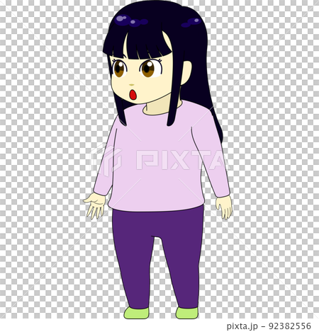 Chibi character illustration (female, sideways) Chibi character illustration (female, sideways) 92382556