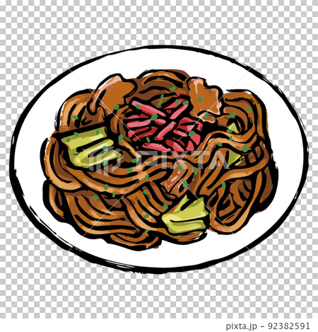 ソース焼きそばのイラスト 92382591