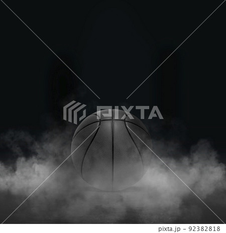 Black Basketball ball with cold vapor an isolated dark studio background. 3D render Black Basketball ball with cold vapor an isolated dark studio background. 3D render 92382818