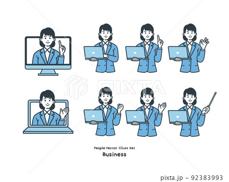 ビジネスパーソンのイラストのセット ビジネスパーソンのイラストのセット 92383993