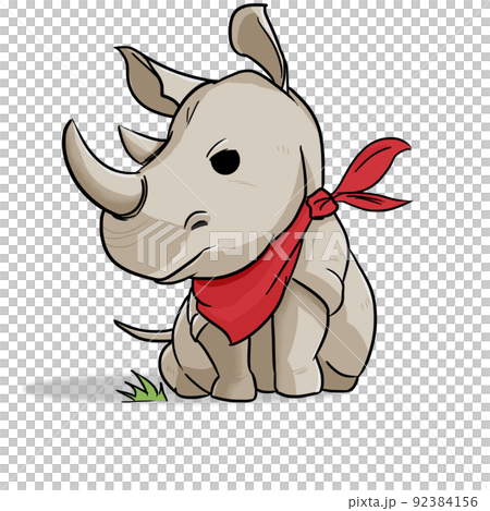 犀牛 紅圍巾犀牛 卡通犀牛 92384156