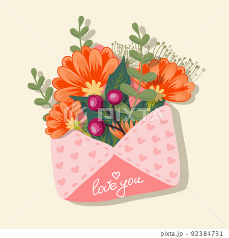 vector flowers, calendula, grass for congratulations to loved ones 92384731