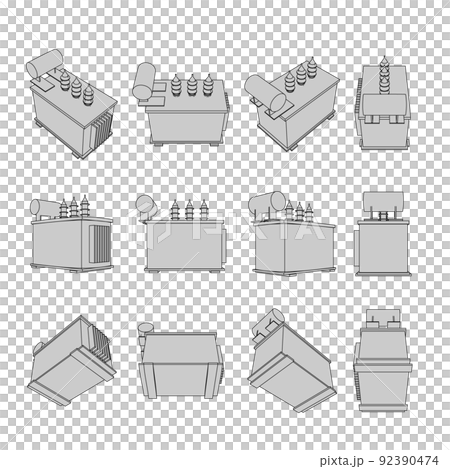 Illustration set of transformers that can be used for electrical work and factories 92390474