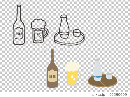 手繪啤酒和清酒插圖 手繪啤酒和清酒插圖 92390699