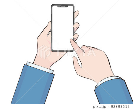 スマートフォンにタッチする場面のイラスト 92393512