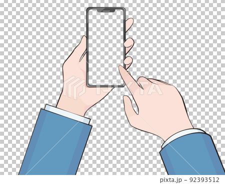 スマートフォンにタッチする場面のイラスト 92393512