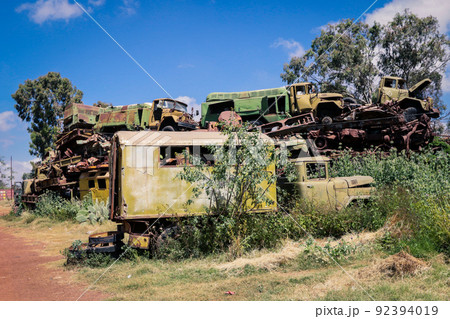 Abandoned Army Tanks on the Tank Graveyard in Asmara, Eritrea Abandoned Army Tanks on the Tank Graveyard in Asmara, Eritrea 92394019