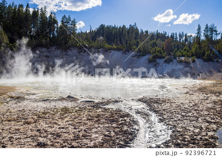 Sunny view of the landscape around Mud Volcano in Yellowstone National Park Sunny view of the landscape around Mud Volcano in Yellowstone National Park 92396721