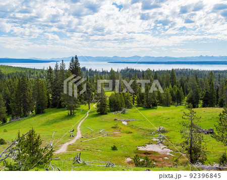 Beautiful landscape along the Yellowstone Lake Overlook Trail 92396845