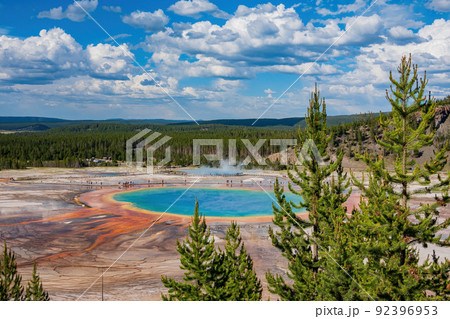 High angle view of the famous Grand Prismatic Spring 92396953