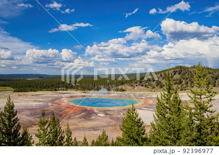 High angle view of the famous Grand Prismatic Spring 92396977