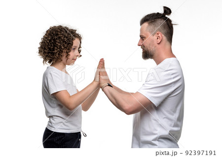 Family portrait dad and daughter 92397191