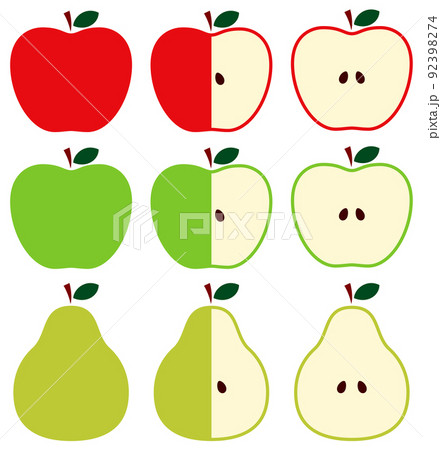 リンゴと青リンゴと洋ナシのイラストのイラスト素材 [92398274] - PIXTA