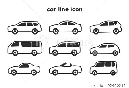 車 乗用車 の ライン アイコンのイラスト素材