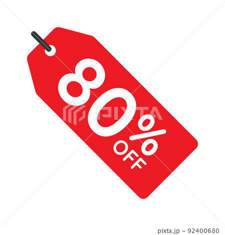 80 percent off tag vector icon on white backgroundのイラスト素材 [92400680 ...