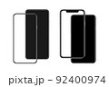 Smartphone mockups with blank screens on a white background. 92400974
