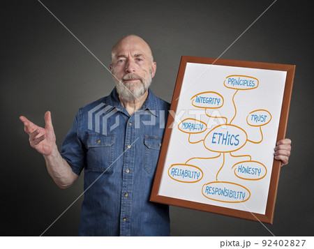 senior teacher or mentor is  explaining  ethics concept 92402827