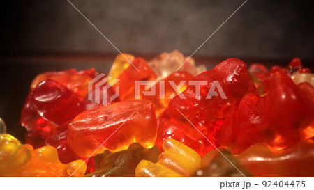 Macro view over colorful Gummi bears or jelly babies Macro view over colorful Gummi bears or jelly babies 92404475