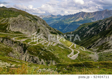 Gotthard Pass Street in Switzerland 92404711