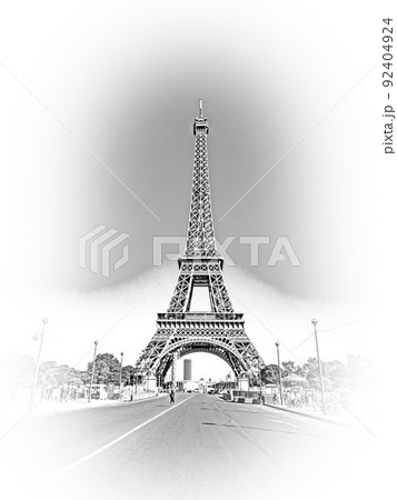 Famous Eiffel Tower in Paris on a sunny day Famous Eiffel Tower in Paris on a sunny day 92404924