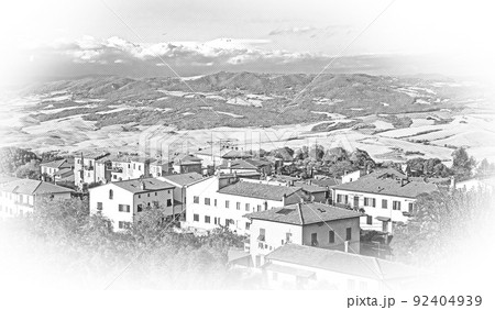 A beautiful village in Tuscany - travel illustration 92404939