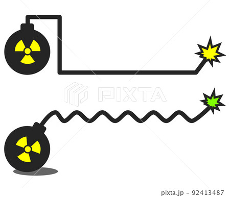 導火線で爆発する危険な爆弾のイラスト 92413487