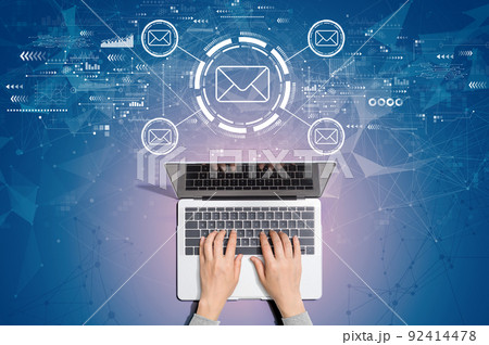 Email concept with person using laptop 92414478