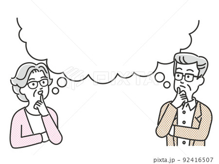 考えるシニア男女のイメージイラスト素材 92416507
