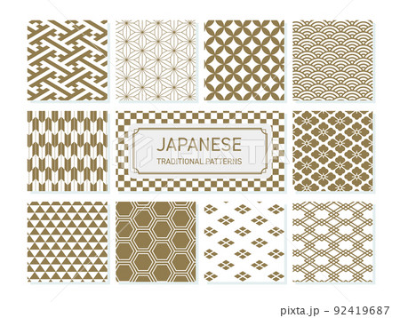 金色の和柄のパターンセット 金色の和柄のパターンセット 92419687