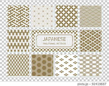 金色の和柄のパターンセット 金色の和柄のパターンセット 92419687