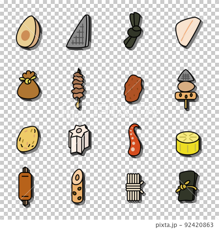 Three-dimensional mini oden icon set 92420863