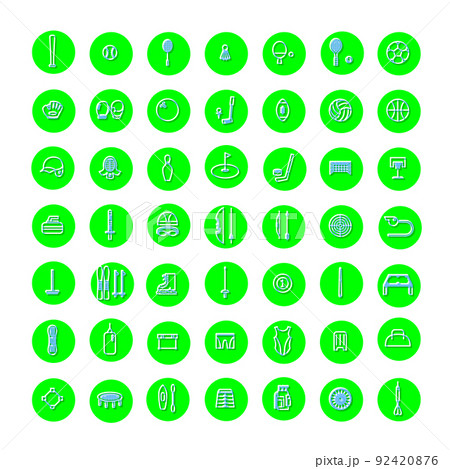 レリーフ風スポーツ用品アイコンセット 92420876