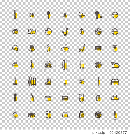 Outline accented sporting goods icon set Outline accented sporting goods icon set 92420877