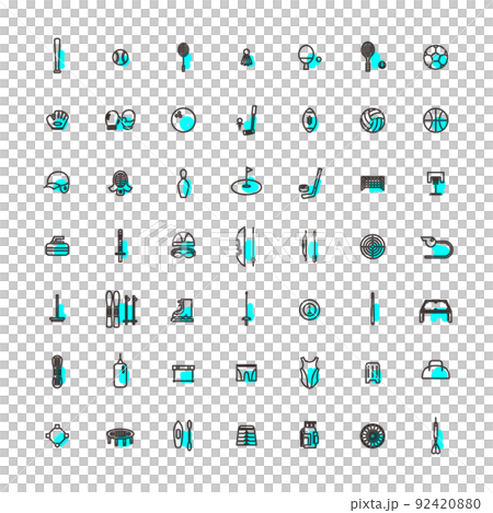 Outline accented sporting goods icon set Outline accented sporting goods icon set 92420880