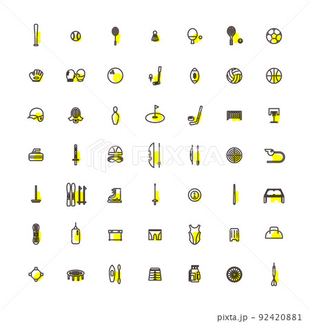 アウトラインアクセントのスポーツ用品アイコンセット 92420881
