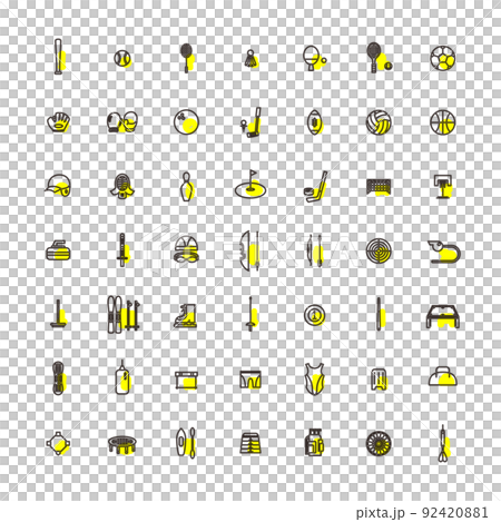 アウトラインアクセントのスポーツ用品アイコンセット 92420881