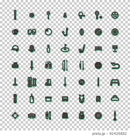 Color shadow sporting goods icon set 92420882