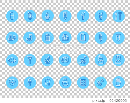 浮雕式迷你醫療圖標集（淺藍色） 92420903