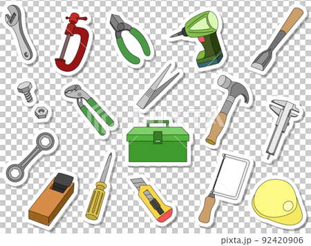 Sticker-style tool icon set (no background) 92420906