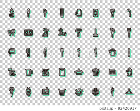 彩色陰影日常用品圖標集 92420917