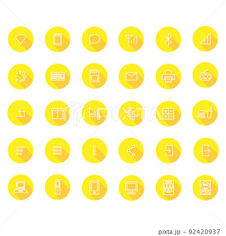 ロングシャドウの線画アイコンセットNo2（黄色） 92420937
