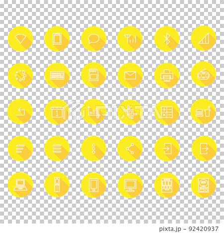 ロングシャドウの線画アイコンセットNo2（黄色） 92420937