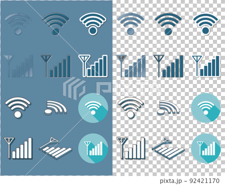 Radio communication Internet Wi-Fi icon blue set Radio communication Internet Wi-Fi icon blue set 92421170