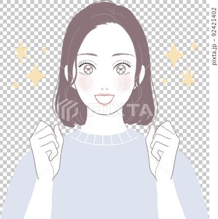 A beautiful woman with a bob cut (straight) that makes her eyes shine Guts pose ver A beautiful woman with a bob cut (straight) that makes her eyes shine Guts pose ver 92421402